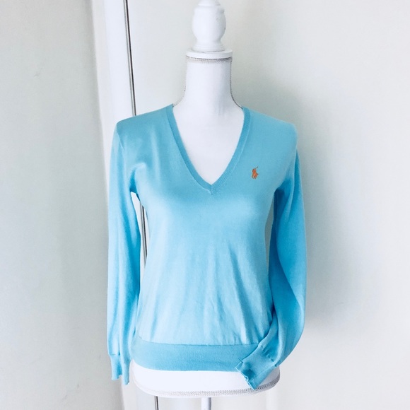 Ralph Lauren Blue Label Sweaters - Ralph Lauren V-neck knit cotton sweater; sz S